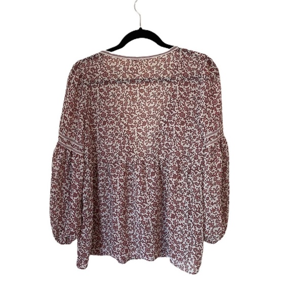 Max Studio Floral Red White Blouse - Size Small - Picture 3 of 6